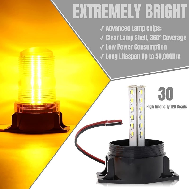 NWpangu LED Amber Beacon Light 30 LED Emergency Strobe Light Flashing Warning Light for Truck Engineering Vehicles Boat Bus Forklift. - Image 5